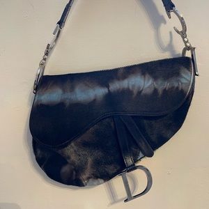 Dior Brown/Blue Pony Hair Saddle Bag